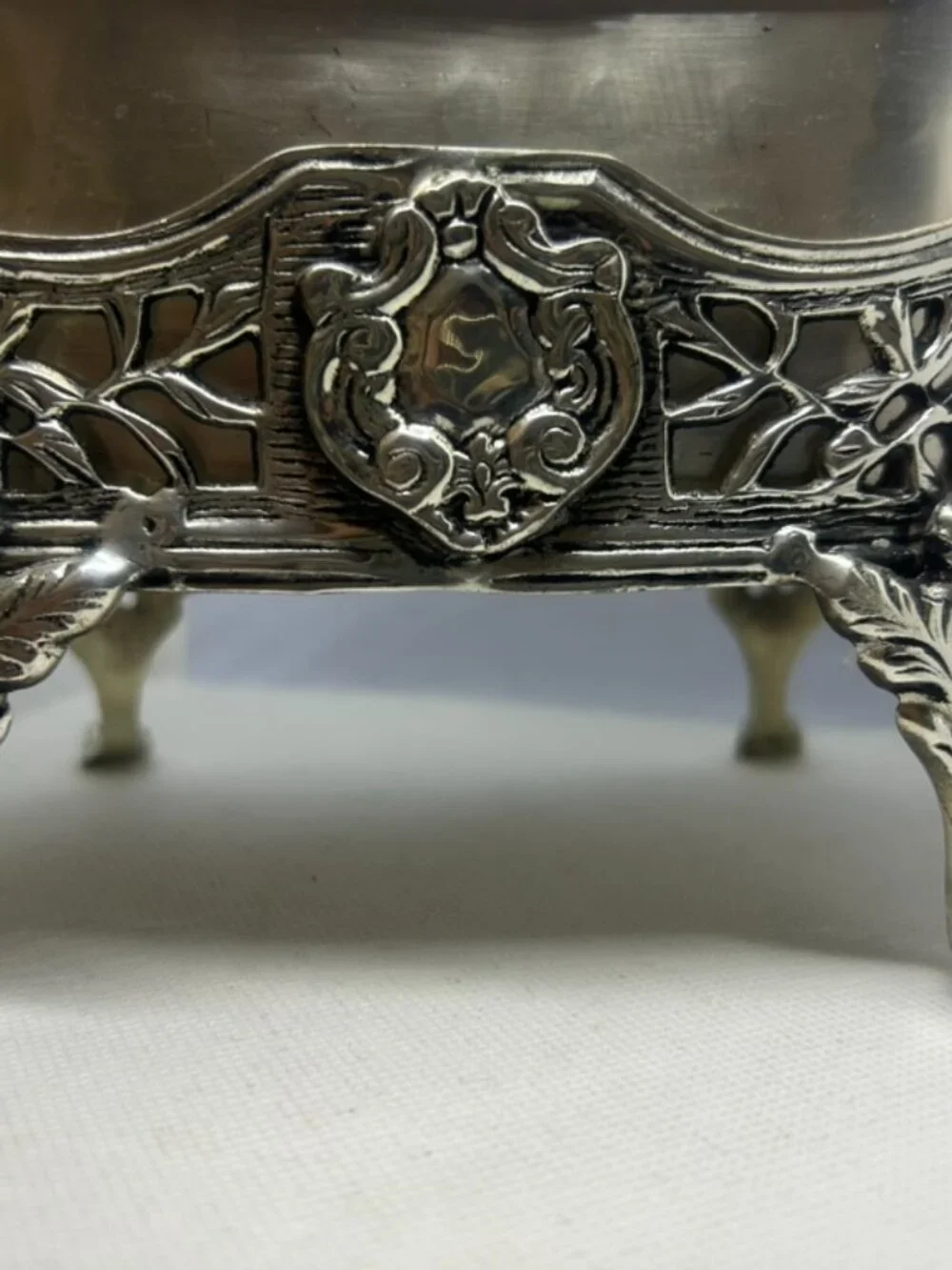 Antique! Silver-Plated Ornate Basket With Ornate Floral Rococo Design ~11